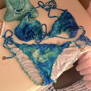 luli fama bikini blue/green with rhinestones💙💚